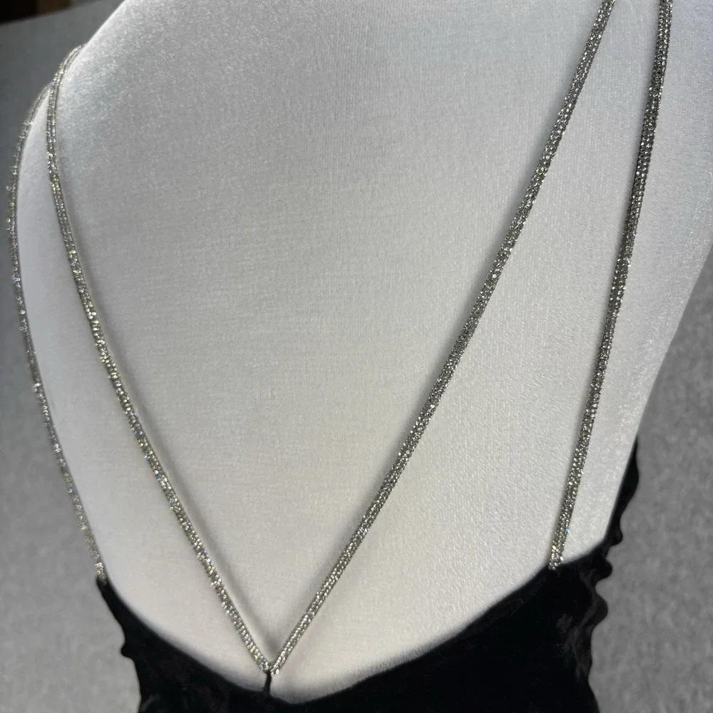 H&M Black Velour Rhinestone Strap Midi Dress Open Back Formal Cocktail M - Picture 10 of 14